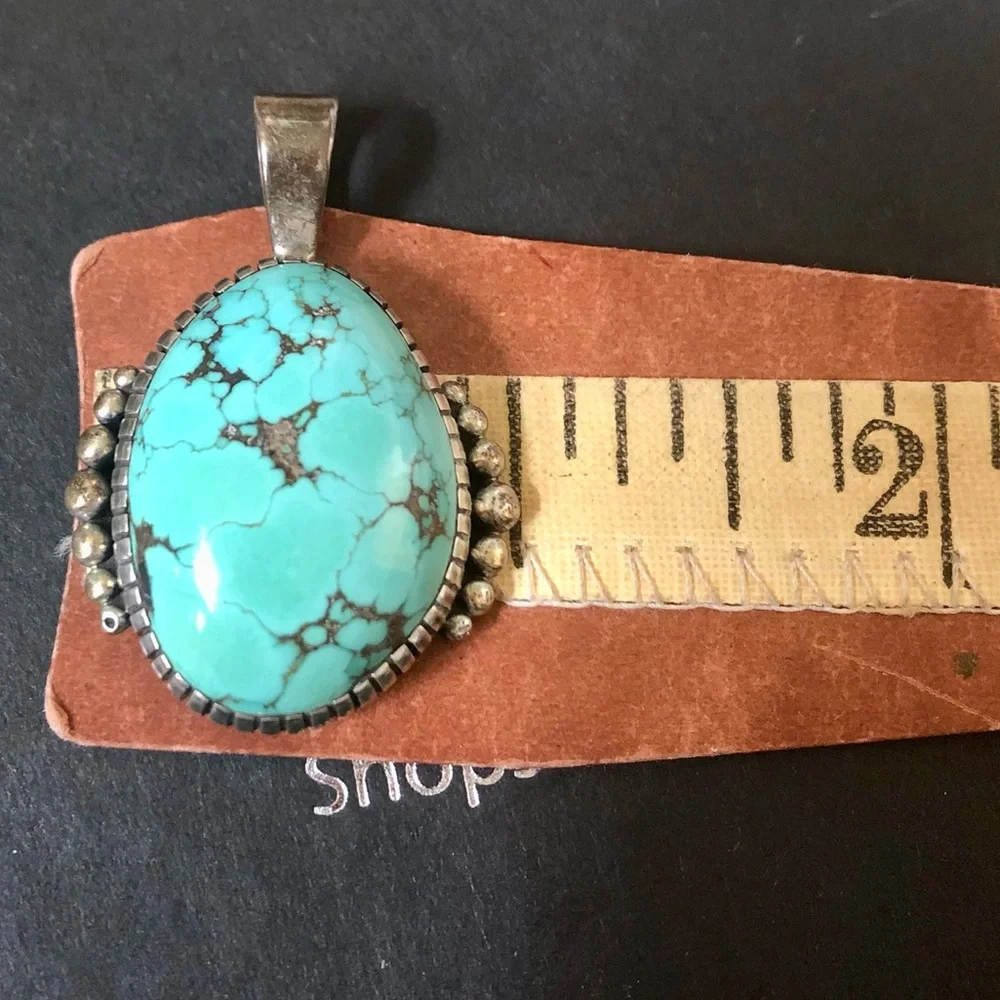 Signed Navajo turquoise and Sterling pendant - Picture 10 of 14